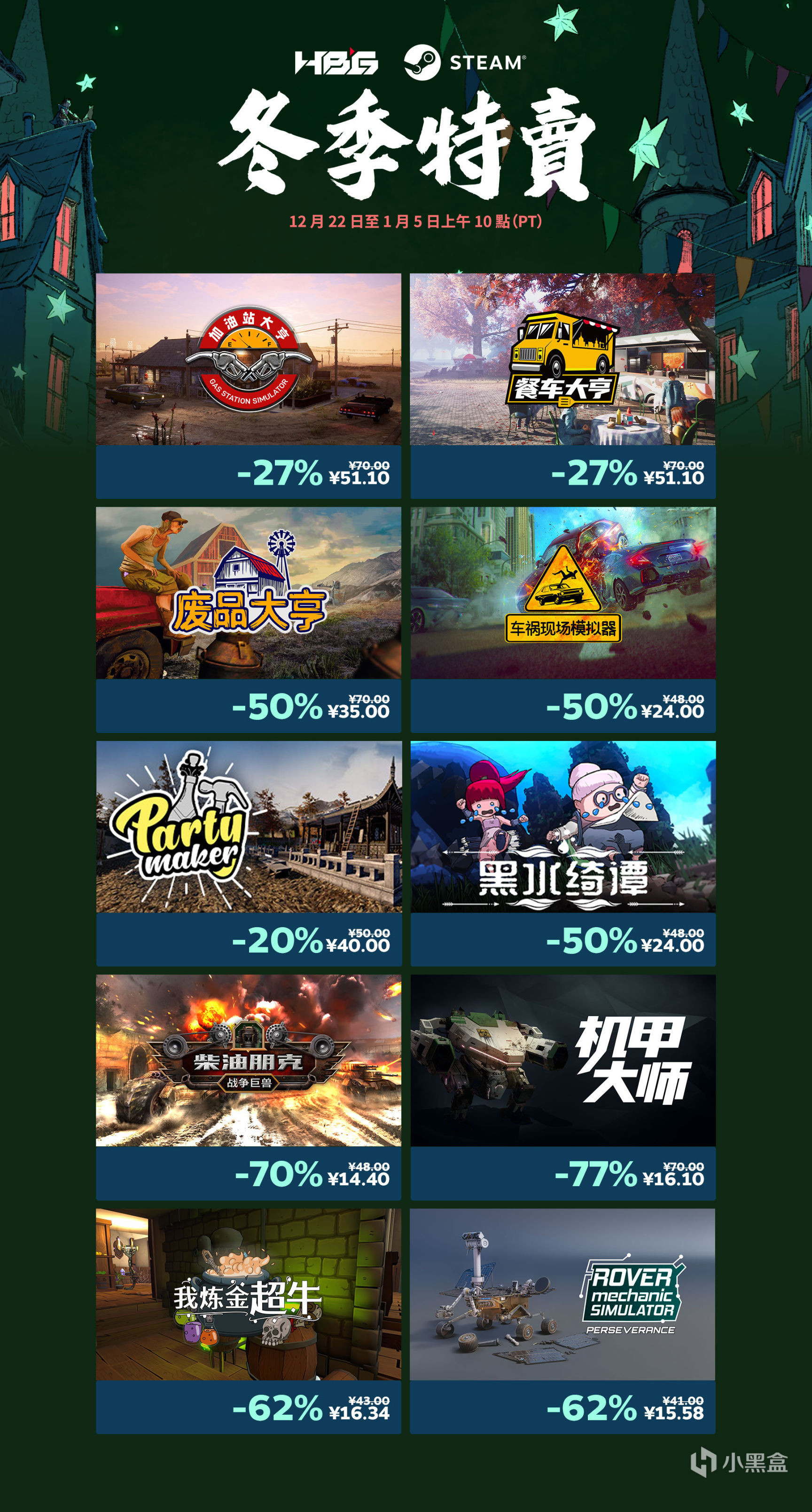 《廢品大亨》等多款心跳遊戲HBG旗下遊戲史低特賣！