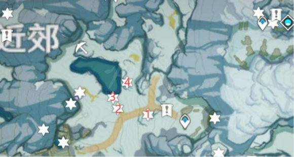 雪山大勘測中四個信標的位置