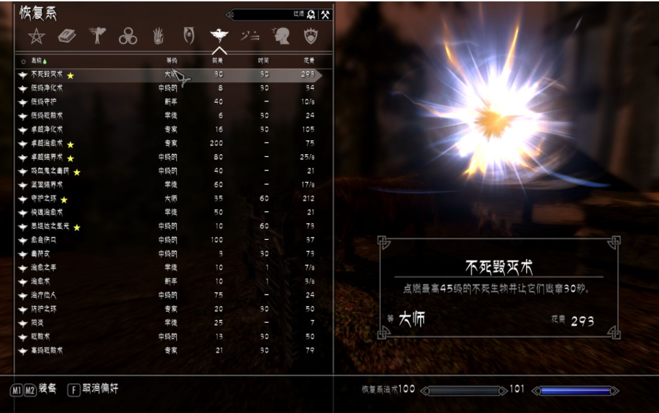 上古卷軸5精力是干什麼的？