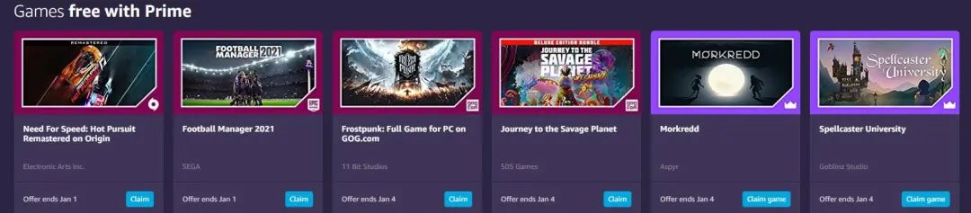 亞馬遜prime會員12月福利 九款遊戲免費送