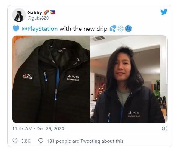 索尼給頑皮狗員工贈送限量PS5保暖紀念夾克