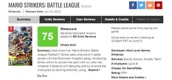 《馬力歐激戰前鋒：戰鬥聯賽》評分解禁 MC75分