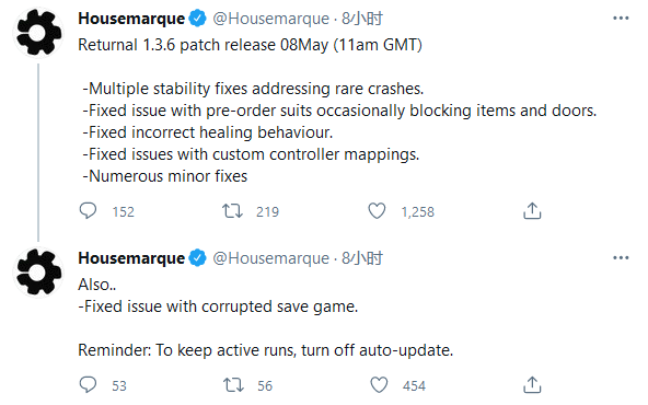 《死亡回歸》今日推出1.3.6補丁 將解決「數據存檔損壞」問題