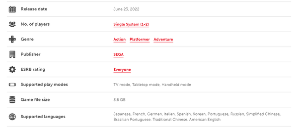 NS版《索尼克：起源》開啟預購 容量為3.6GB