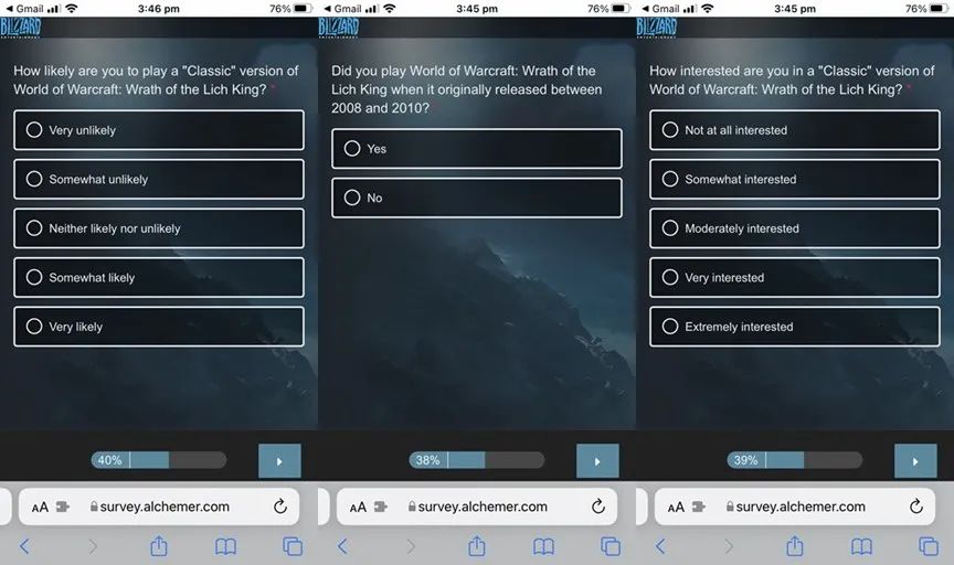 WOW巫妖王之怒懷舊服來了？玩家收到暴雪調查問卷