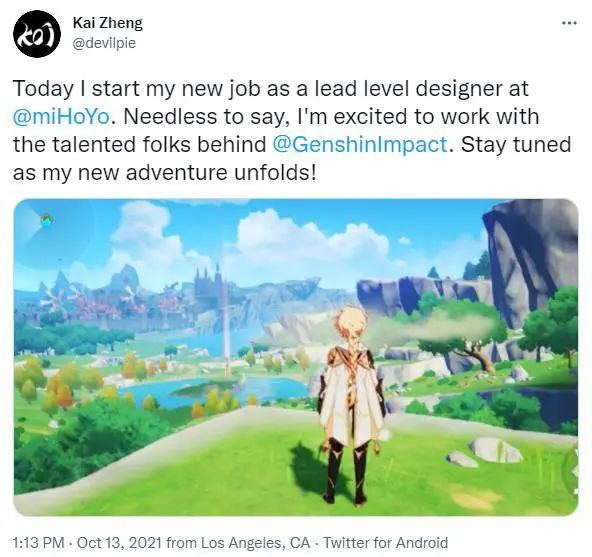 原《戰神》設計師加入米哈游，擔任首席關卡設計師