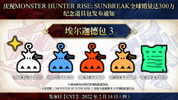 《怪物獵人崛起：曙光》300萬銷量慶祝禮包發布