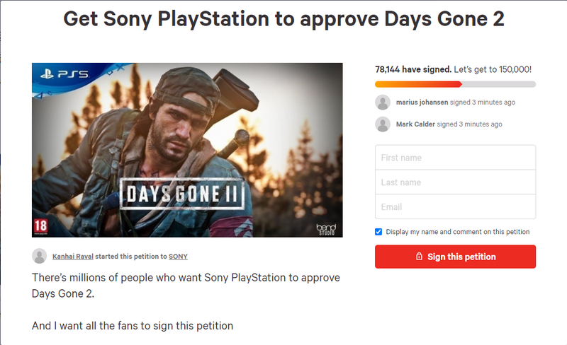 國外玩家已有近8萬人請願索尼通過《往日不再2》