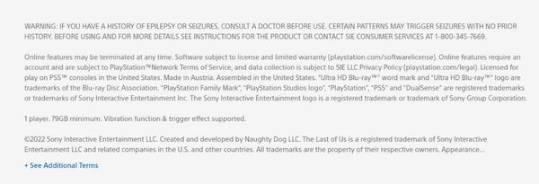 《最後的生還者：重製版》至少需要79GB存儲空間