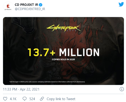 《賽博朋克2077》研發成本高達20億人民幣，但至今只賣出1370萬份