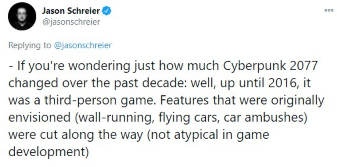 2016年前《賽博朋克》為第三人稱遊戲，警察系統在最後關頭才完成