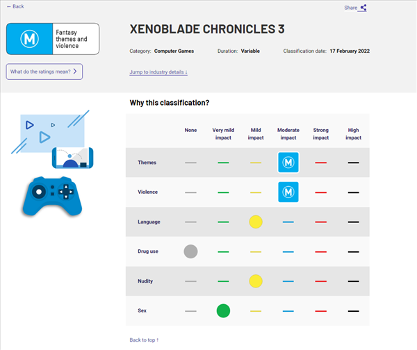 《異度神劍3》澳大利亞評級過審 M級，含有暴力元素