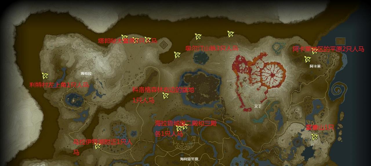 塞爾達全部人馬位置分別在哪？