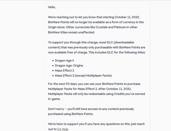 EA確認廢除Bioware積分系統 DLC已免費發放