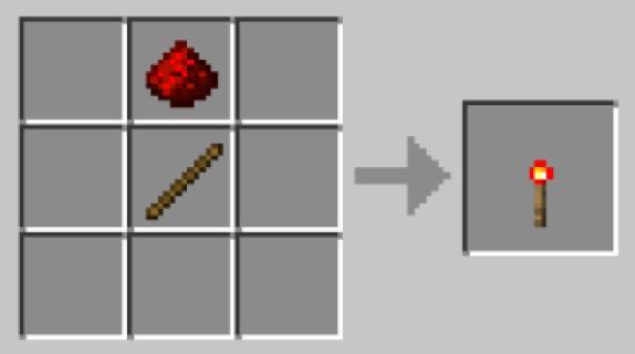 裝置紅石火把的合成配方是什麼？需要搭配合成示意圖