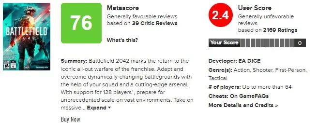 《戰地2042》M站遭用戶差評轟炸，玩家稱這已不是戰地