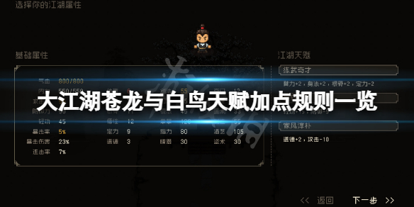 《大江湖蒼龍與白鳥》加點需要多少天賦點？天賦加點規則一覽