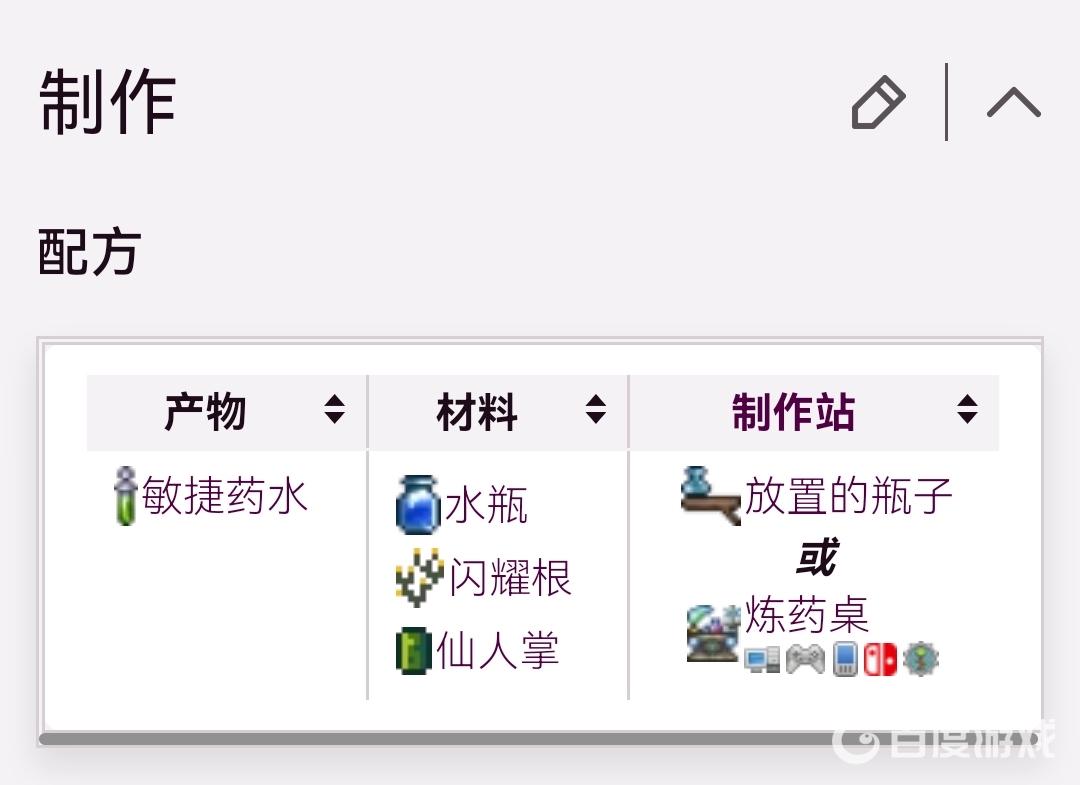 泰拉瑞亞敏捷藥水怎麼合成？