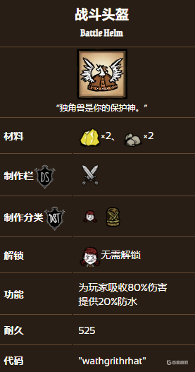 飢荒聯機版戰鬥頭盔代碼是多少？