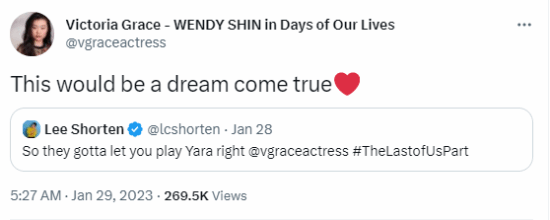 《最後生還者2》雅拉演員有意出演真人劇:做夢都想