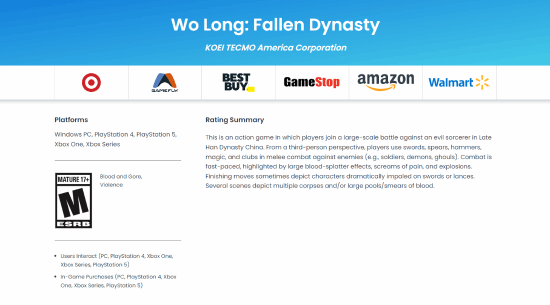 《卧龍蒼天隕落》通過ESRB評級：包含遊戲內購買