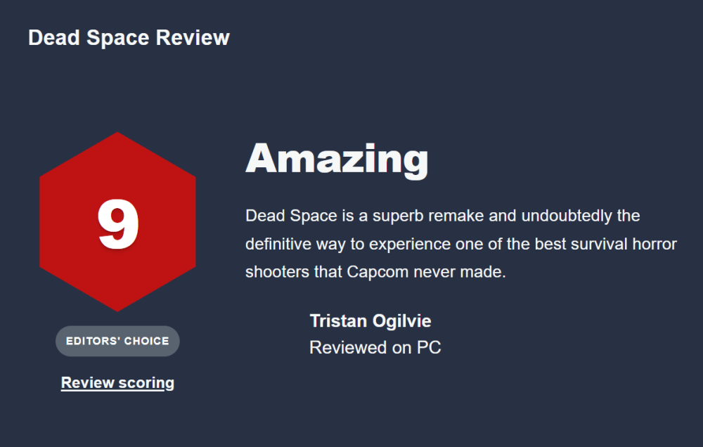 《死亡空間 重製版》評分解禁：IGN與Game Spot均為9分