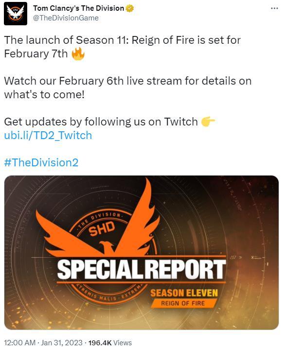 《全境封鎖2》第11賽季「ReignofFire」2月7日開始