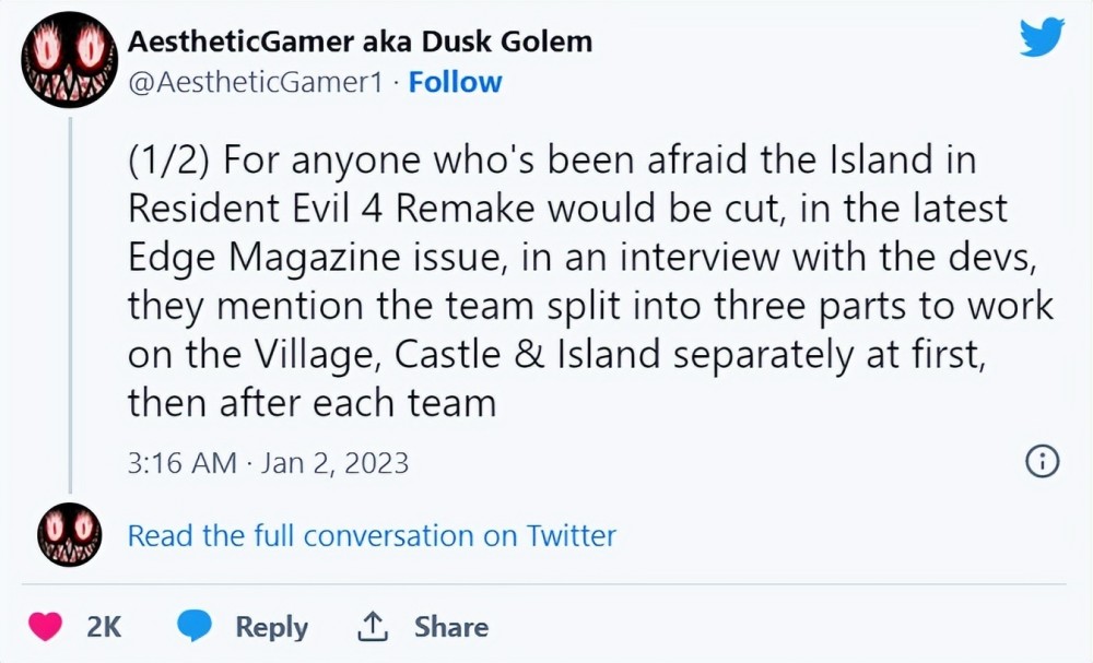 《生化危機4重製版》將保留原作框架，包括有爭議的島嶼部分