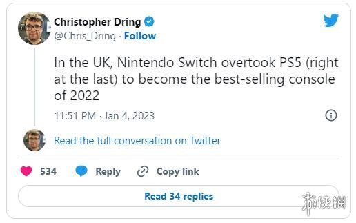 NS以微弱優勢擊敗PS5 成為2022年英國最暢銷主機！