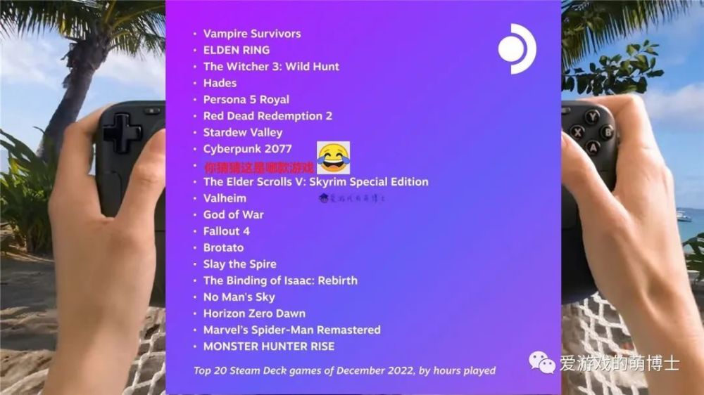《艾爾登法環》屈居亞軍，2022年12月Steam Deck熱門遊戲榜出爐
