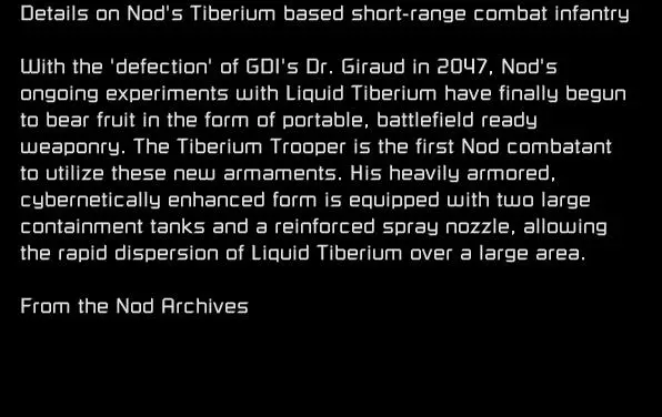 《命令與征服3：凱恩之怒》情報資料庫Nod武器—泰伯利亞裝甲兵(4/22)