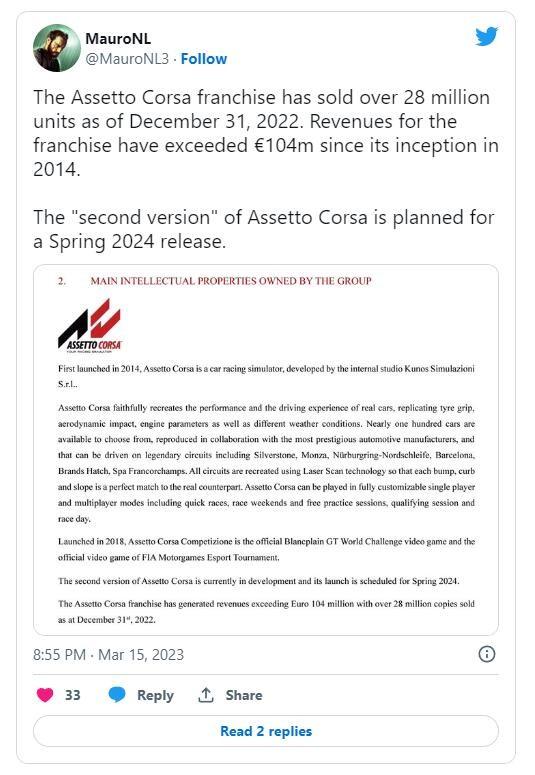 發行商透露《神力科莎2》計劃2024年春季推出