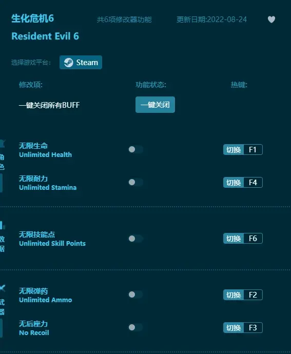 生化危機6Steam修改器|漢化版修改器|中文版修改器
