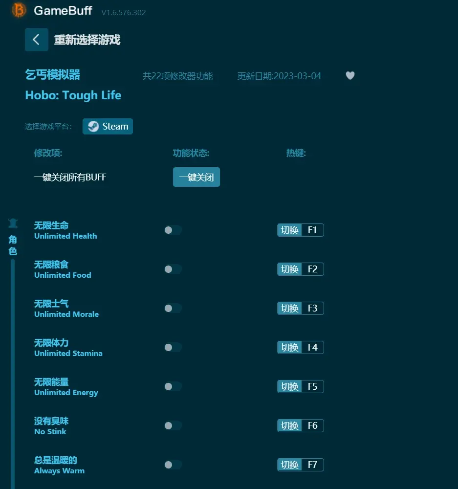 乞丐模擬器修改器內建22項修改器功能提供-無限生命-無限糧食-無限士氣-無限體力等