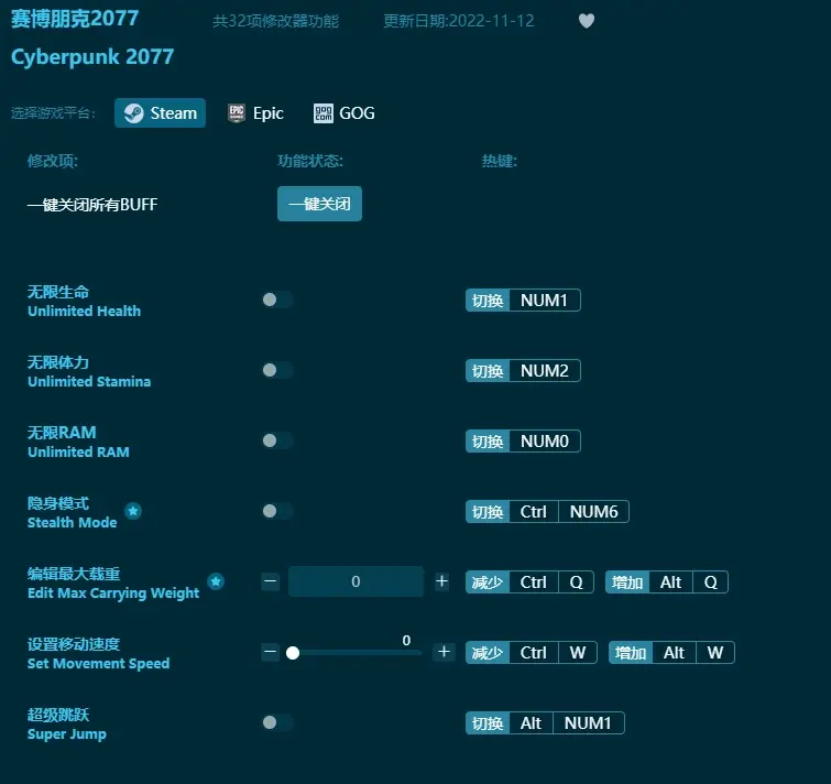 賽博朋克2077修改器媽媽在也不用擔心我被秒了