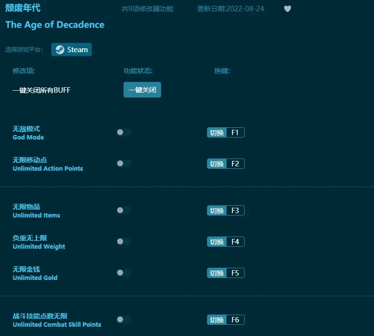 頹廢年代中文版修改器下載及詳細使用教程