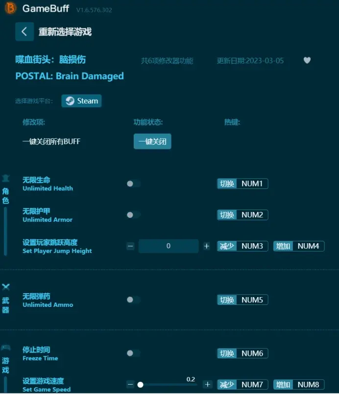 【最新】喋血街頭：腦損傷修改器steam版下載，支援無限生命、無限護甲、無限彈藥等