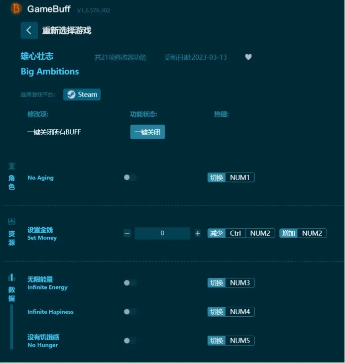【最新】Big Ambitions雄心壯志修改器下載，支援沒有老化、設定金錢、無限能量等